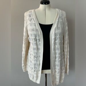 CJ Banks Long Cream Cardigan